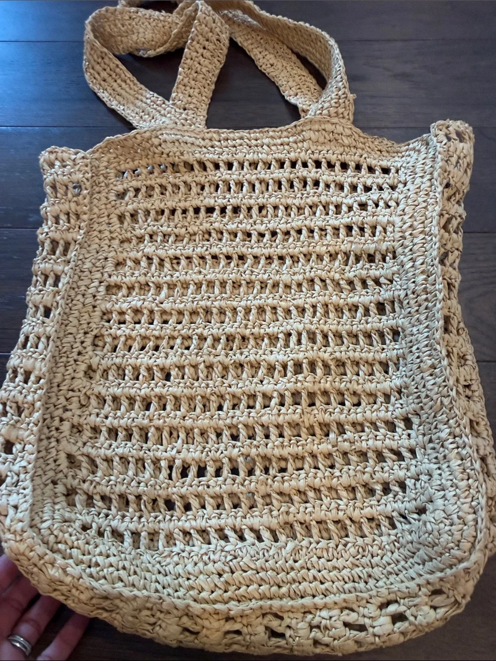 Loft Woven Crochet Beach Tote Bag in Natural